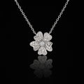 14Kt White Gold Natural Diamond Floral Necklace