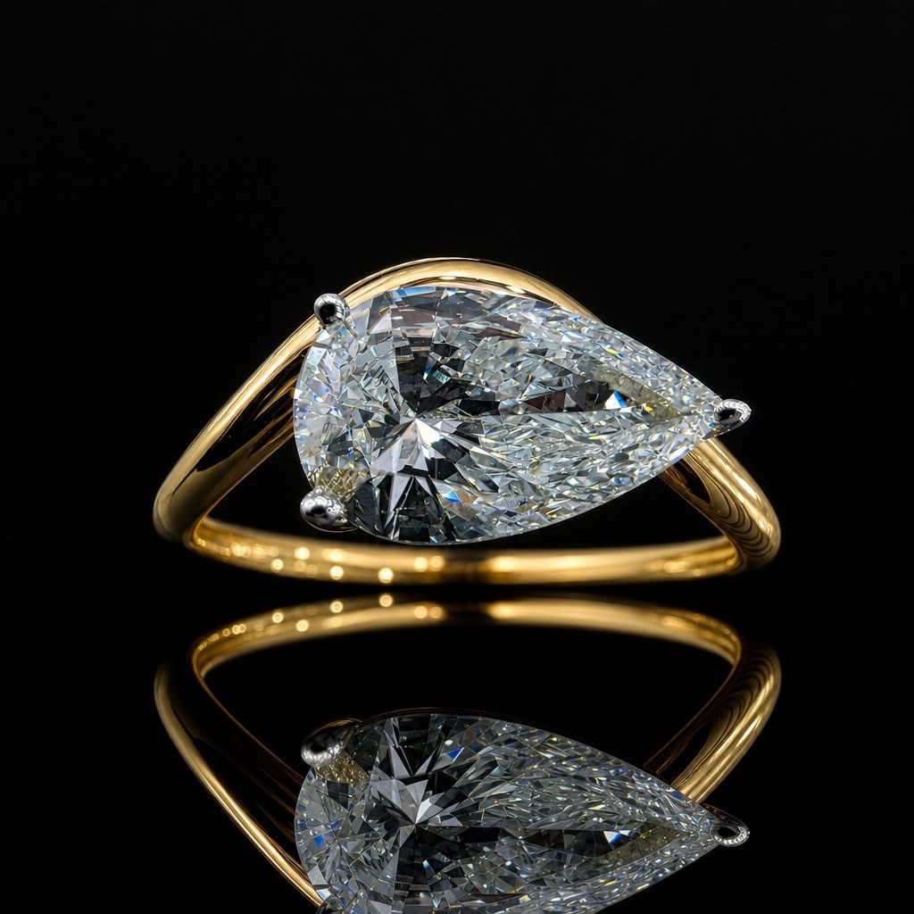 14KT Yellow Gold 1.00ct VS/F Lab Diamond Pear Solitaire Ring