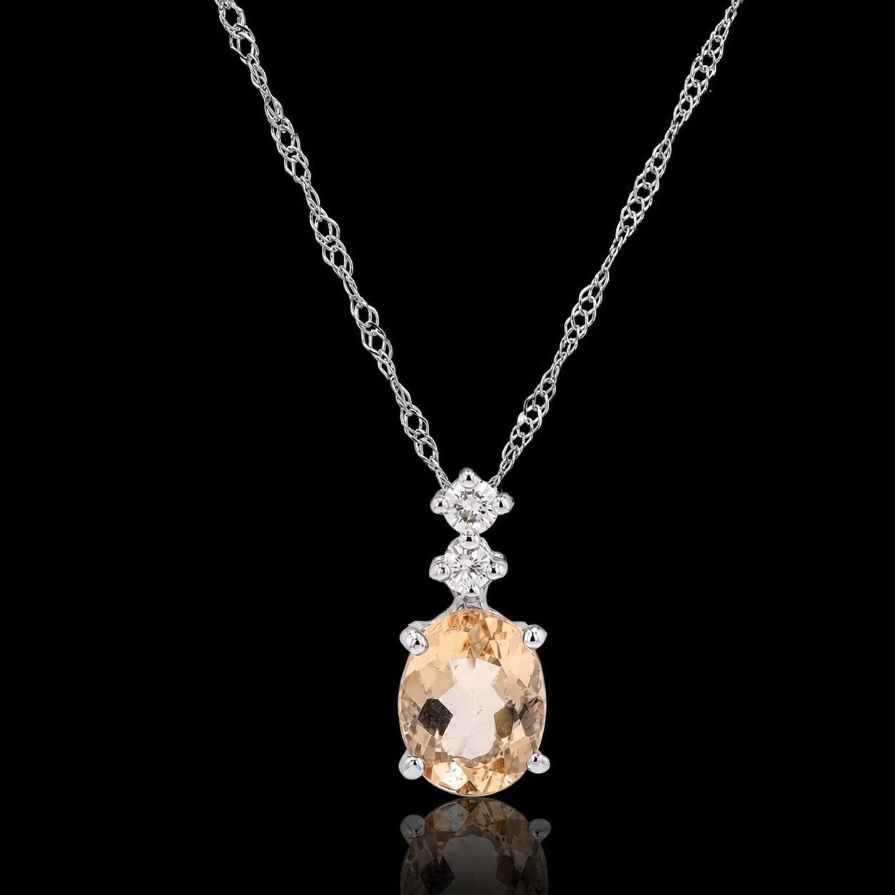 18KT White Gold Imperial Topaz Pendant with Diamond Accents