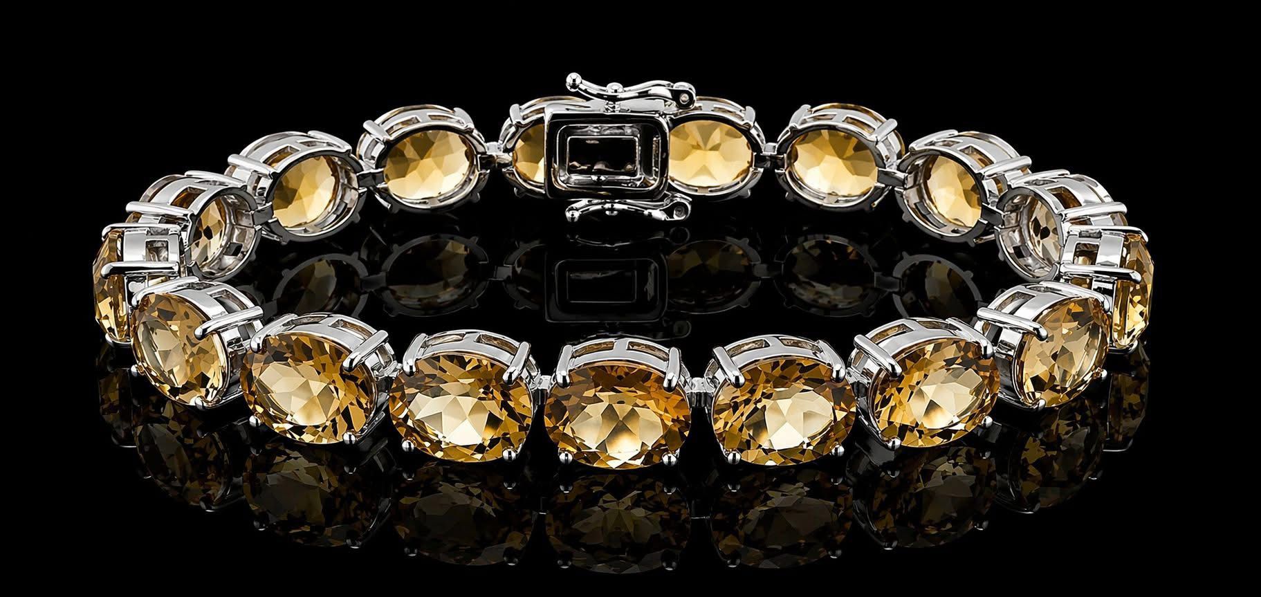 925 Sterling Silver Citrine Tennis Bracelet