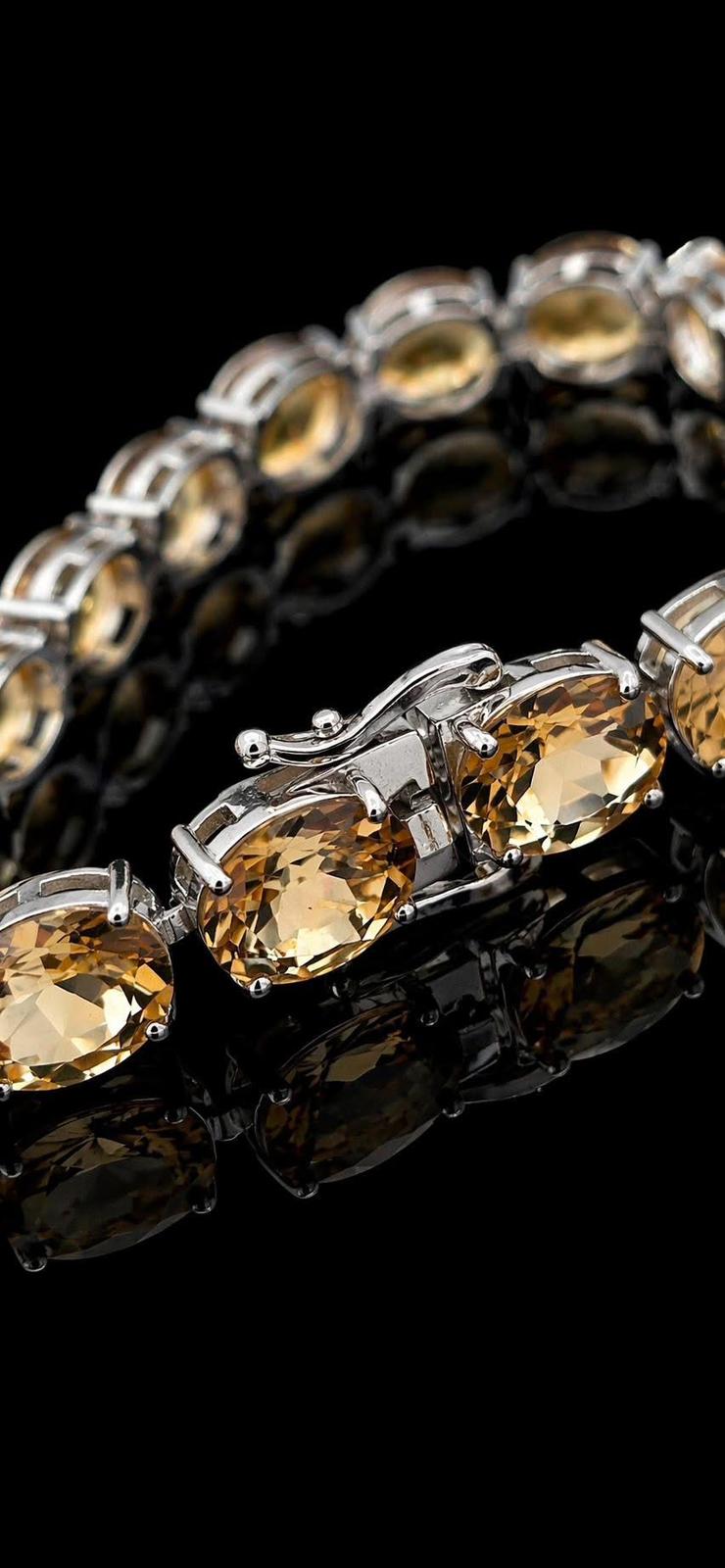 925 Sterling Silver Citrine Tennis Bracelet