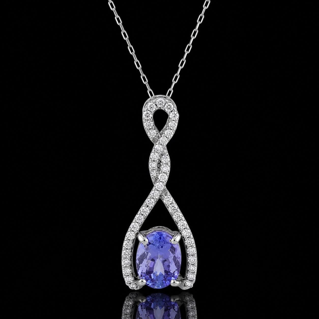 Platinum Tanzanite & Diamond Infinity Pendant Necklace