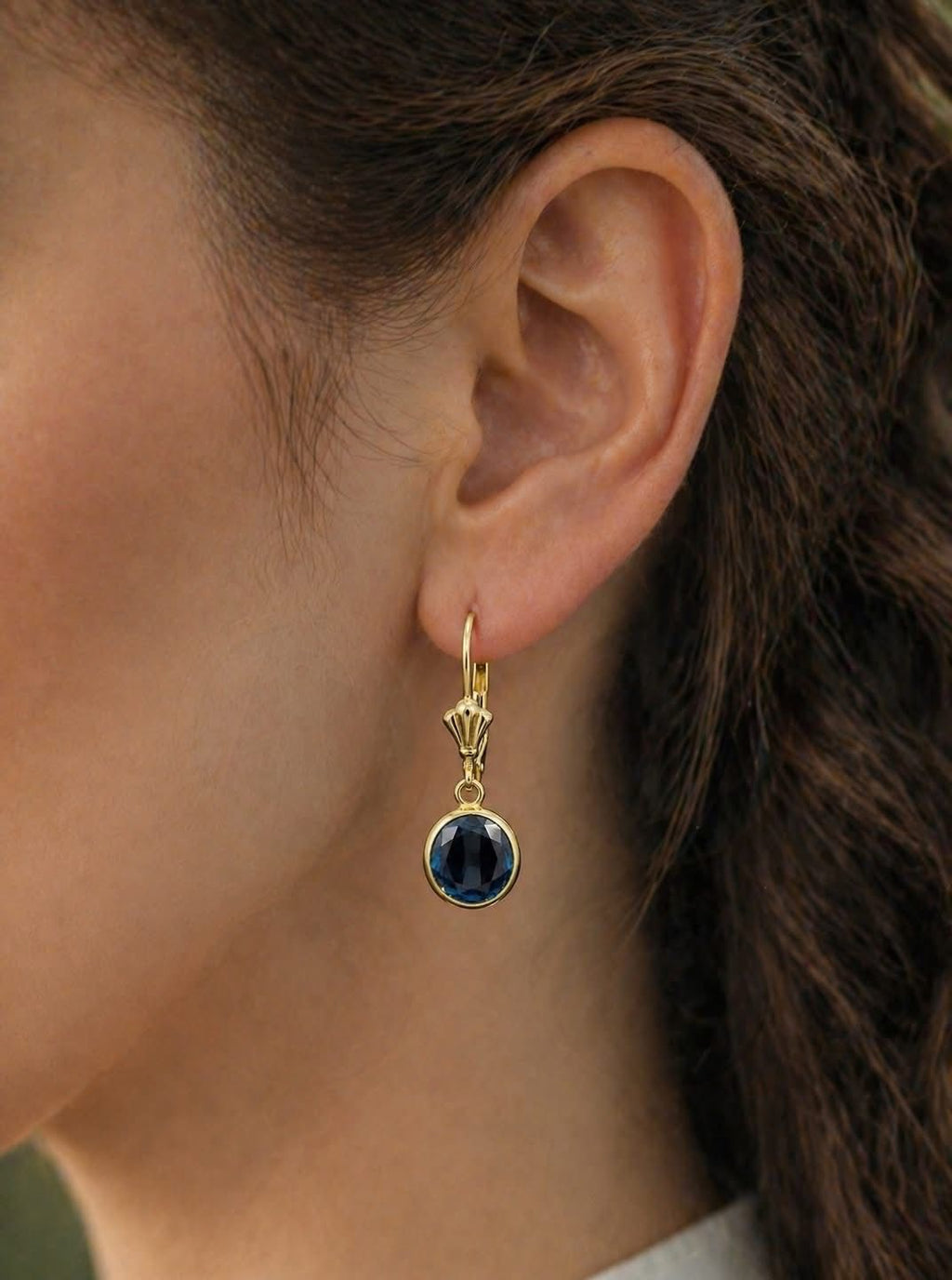 14kt Yellow Gold London Blue Topaz Bezel Drop Earrings
