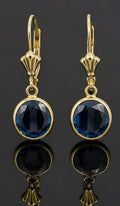 14kt Yellow Gold London Blue Topaz Bezel Drop Earrings