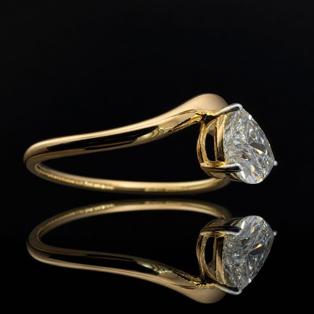 14KT Yellow Gold 1.00ct VS/F Lab Diamond Pear Solitaire Ring